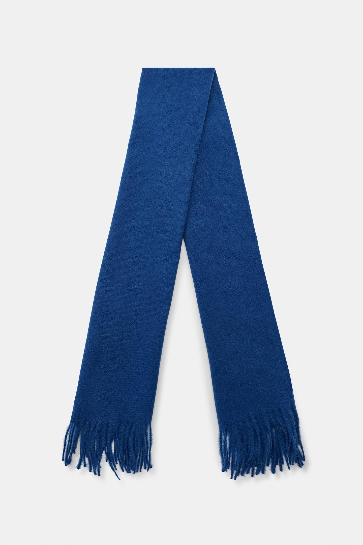 Женский шарф Zara Soft Fringed, цвет: Синий — фото 3