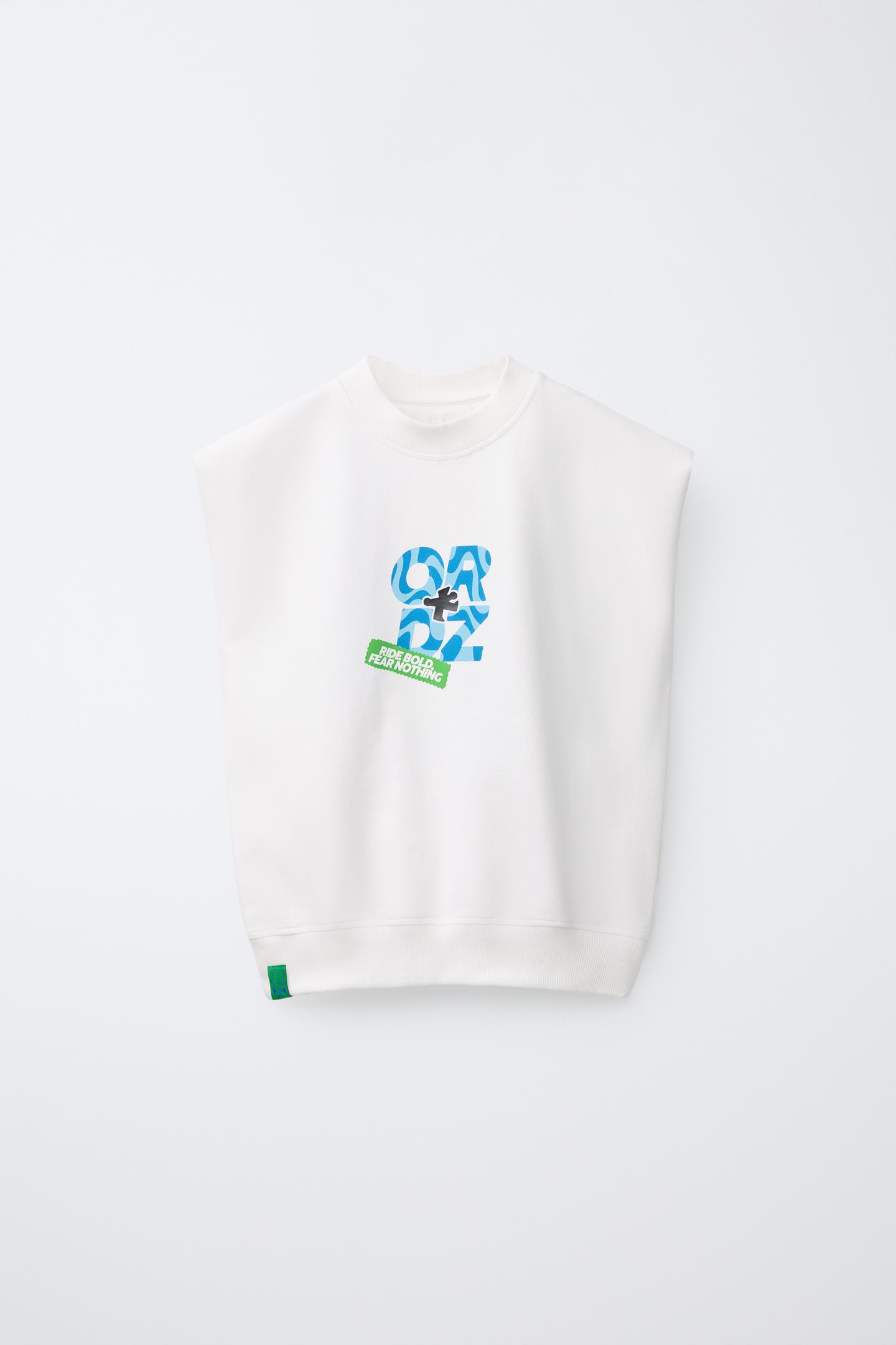 Детская футболка Zara Logo Print, цвет: Устричный белый — фото 2