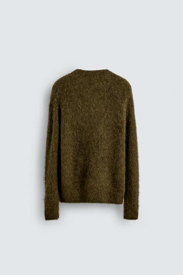 PULL EN FIBRE D'ALPAGA MÉLANGÉE - Vert olive de Zara - Image 7
