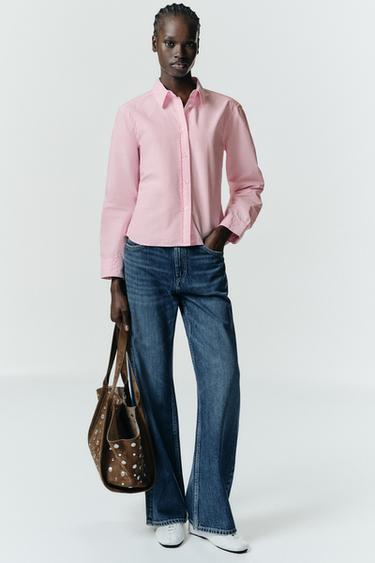 TRF MID-WAIST STRAIGHT LEG JEANS - Navy blue by Zara