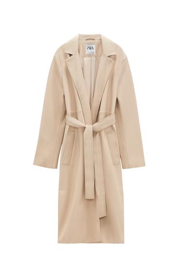 FAUX LEATHER TRENCH COAT