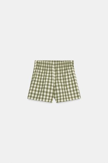 SHORT À CARREAUX VICHY - Vert moyen de Zara - Image 6