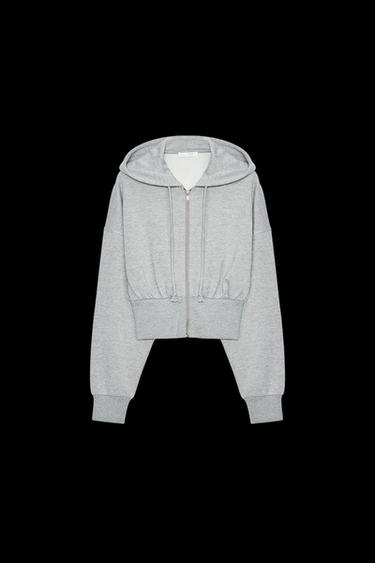 CROP-SWEATSHIRT MIT METALLIC-GARN - Grau meliert von Zara - Bild 0