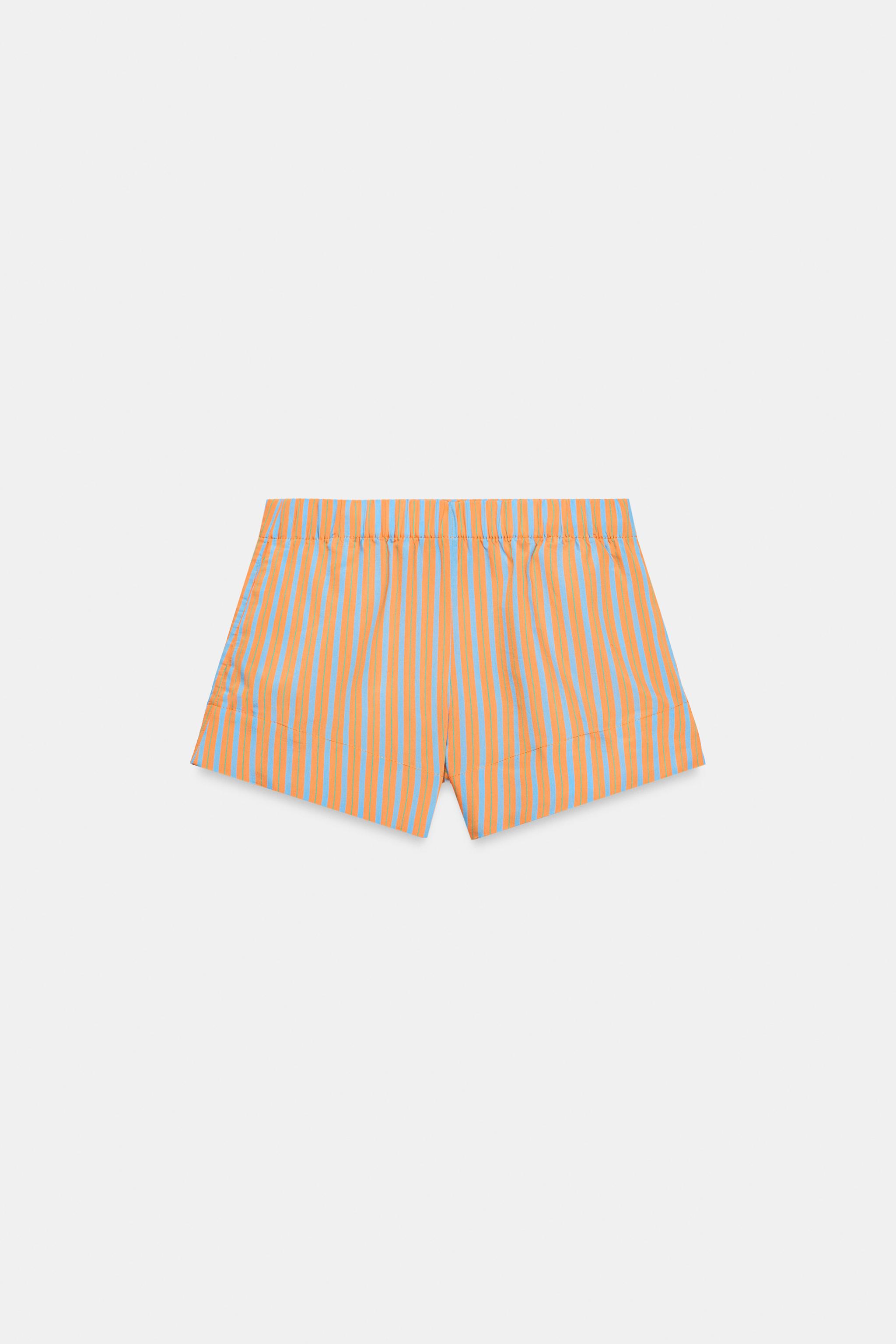 Zara Çizgili Poplin Şort görsel 4