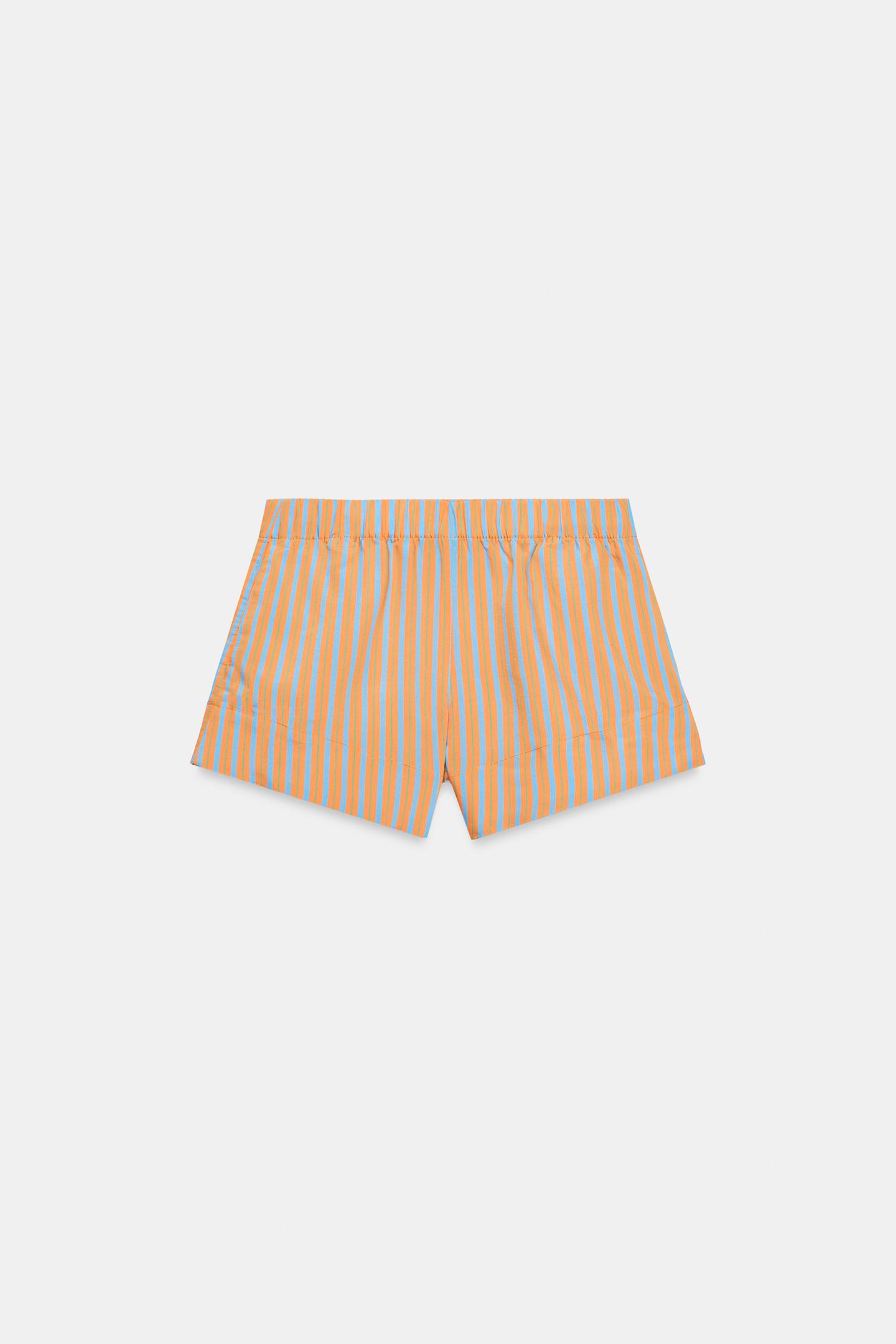 Женские шорты Zara Striped Poplin, цвет: Оранжевый — фото 5