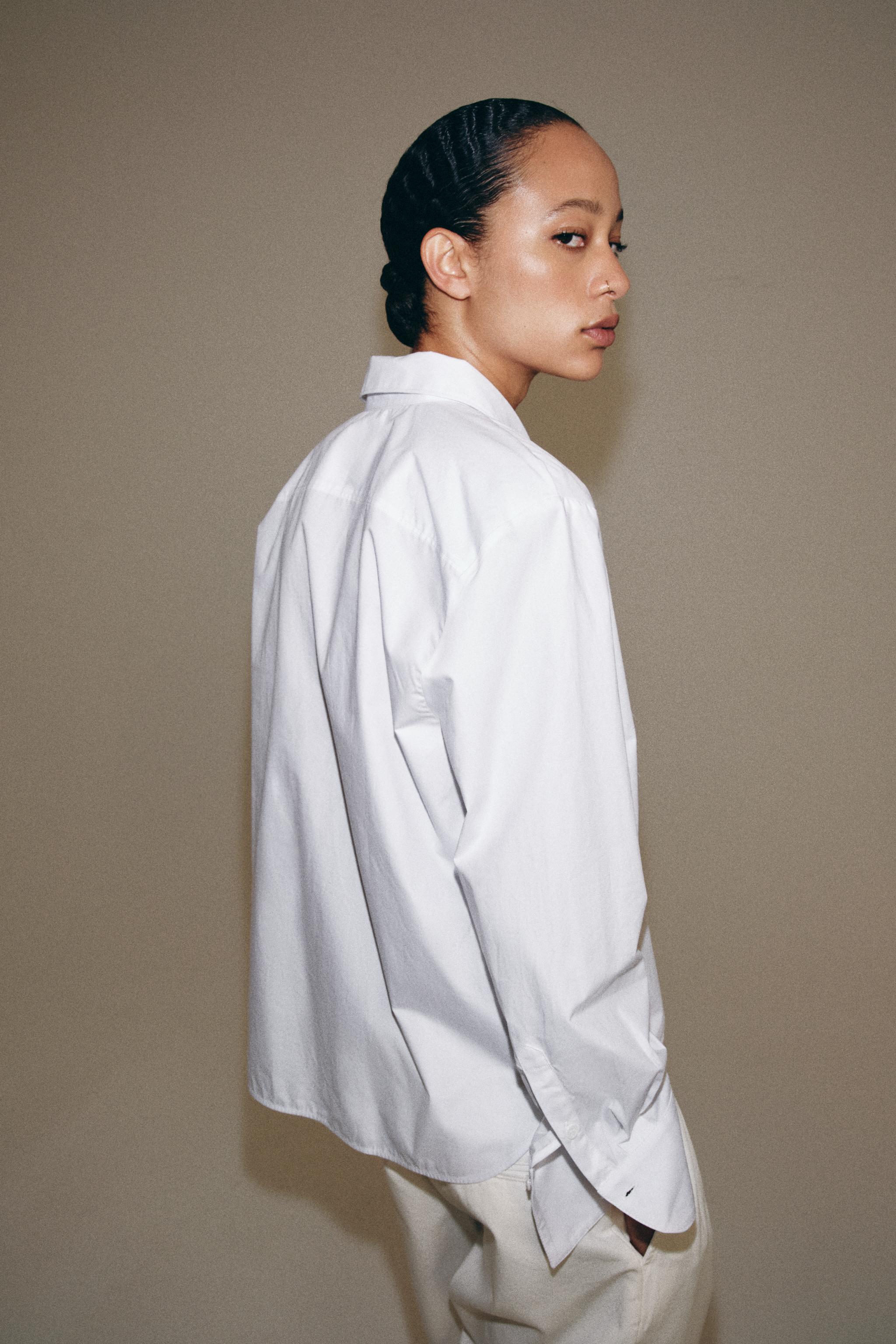 ZW COLLECTION FROG FASTENING SHIRT — White