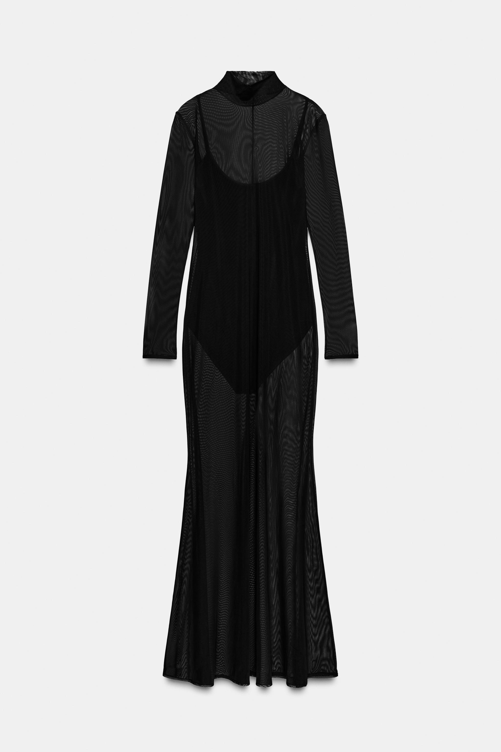 SEMI-SHEER DRESS WITH BODYSUIT - Black | ZARA Singapore