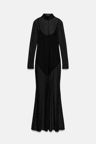 SEMITRANSPARANTE JURK MET BODY - Zwart van Zara