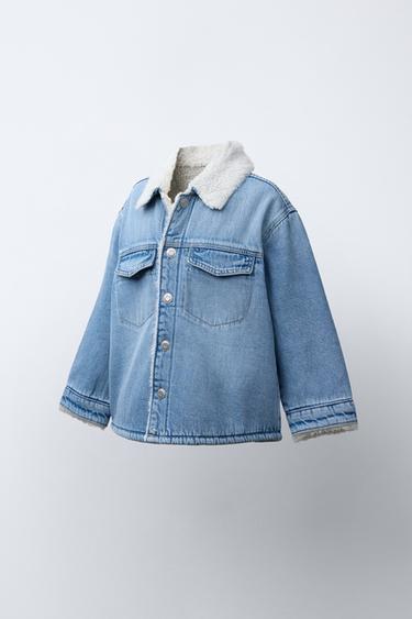 FAUX SHEARLING DENIM OVERSHIRT - Mid-blue by Zara - Image 1