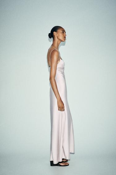 LONG SATIN DRESS - stone by Zara - Image 2