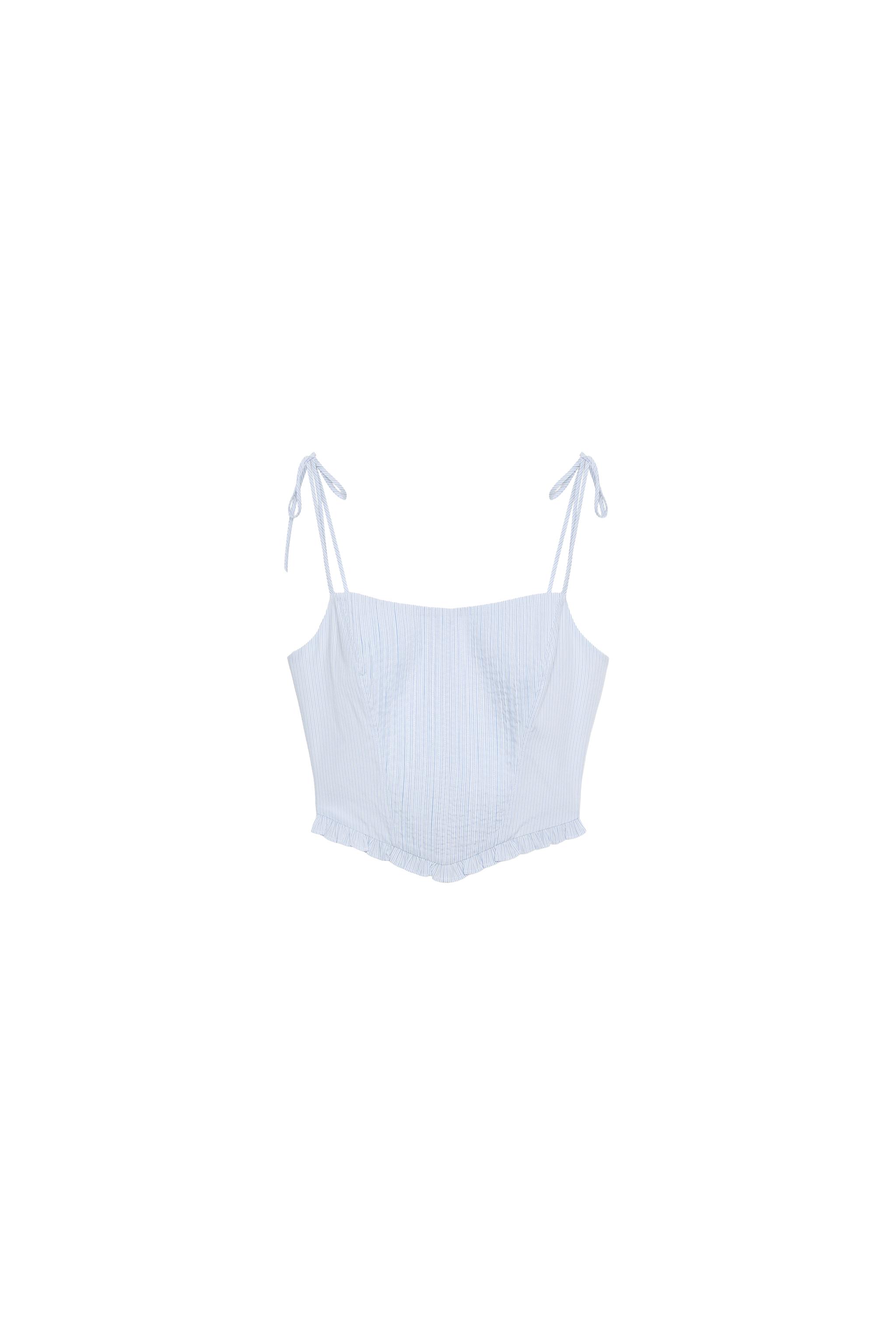 バーレスクポプリンクロップドトップス - 青色/白色 | ZARA Japan / 日本