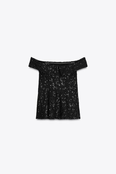 TOP GILET SEQUINS - Noir de Zara - Image 3