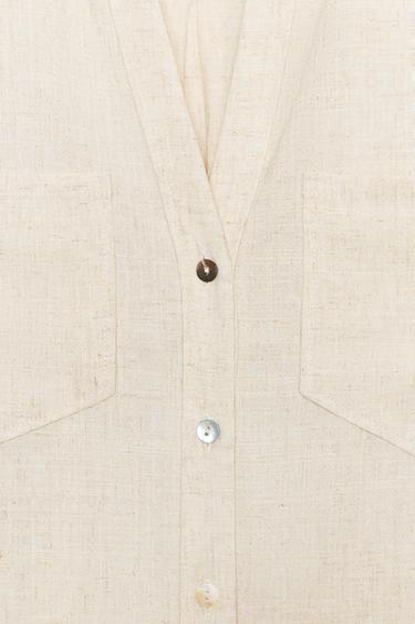 CHEMISE COURTE EN LIN - Sable de Zara - Image 6