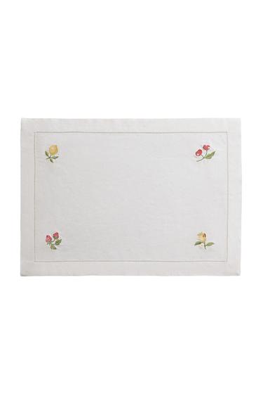 TISCHSET MIT FRÜCHTESTICKEREI - Cremefarben von Zara