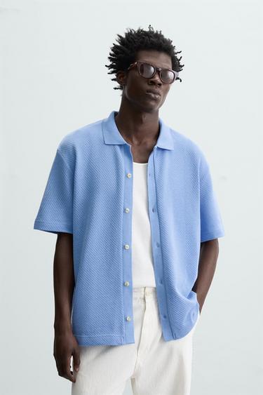 Zara TEXTURED CARDIGAN - Blue