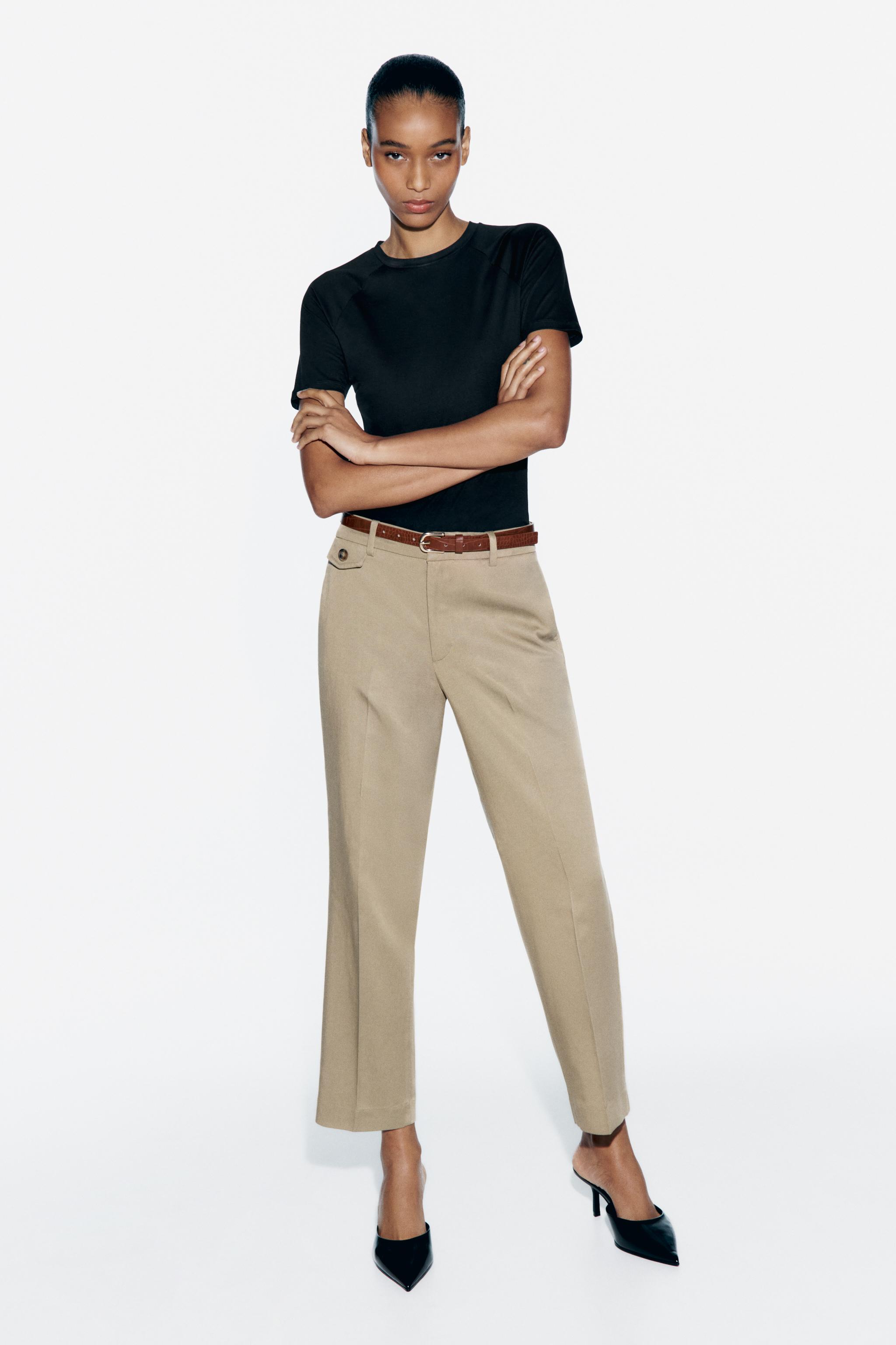 Zara BELTED TAPERED PANTS