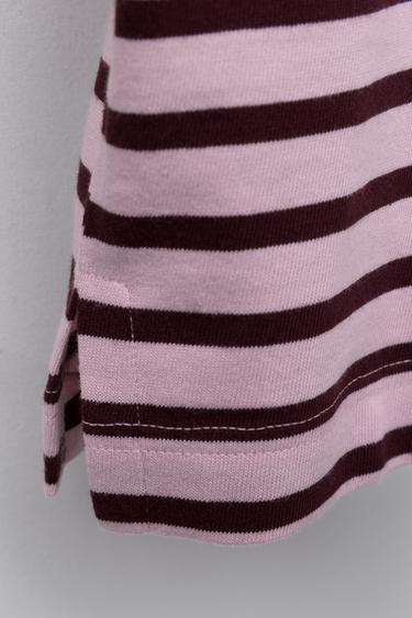 STRIPED T-SHIRT WITH HEART PATCH - Pink by Zara - Image 3