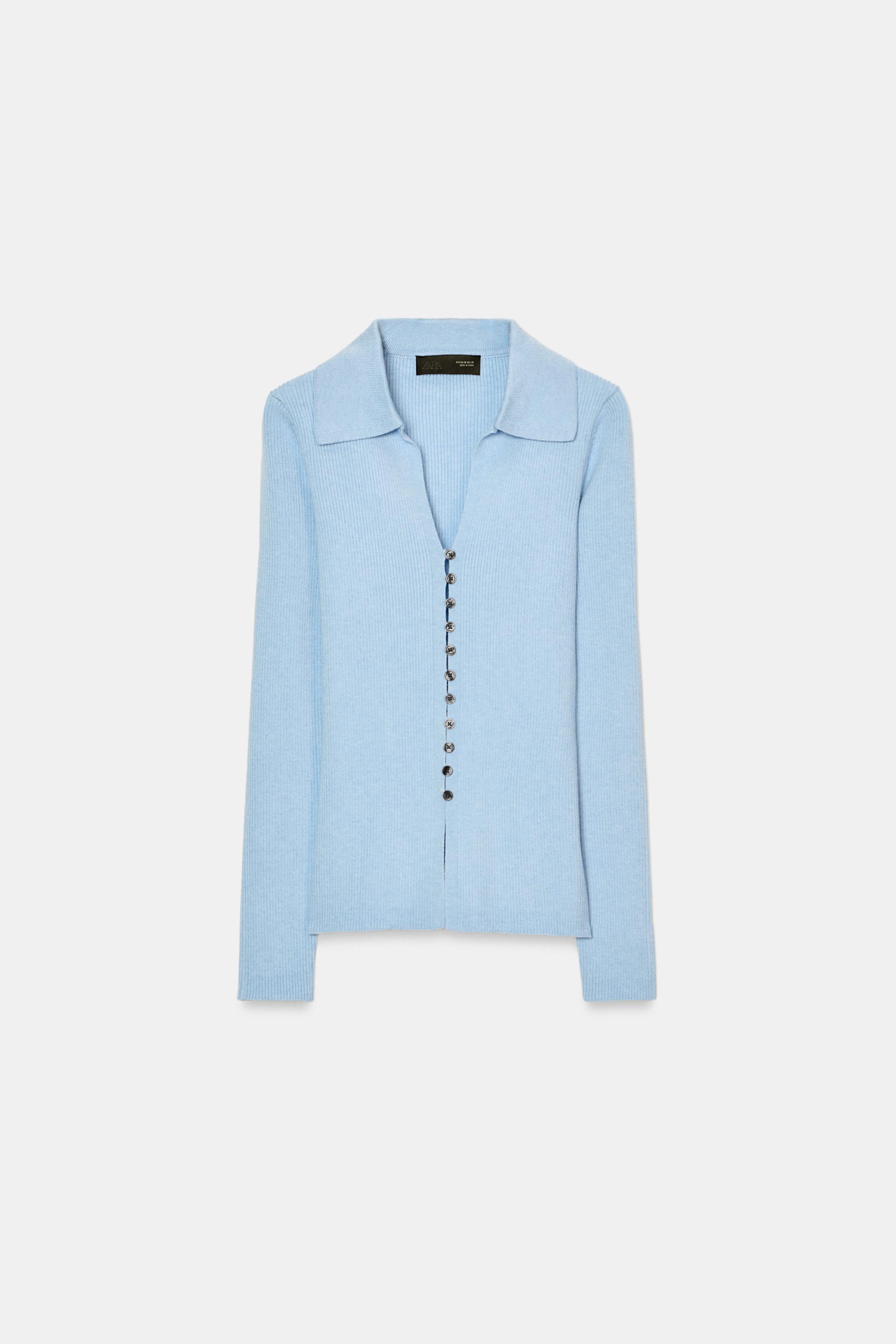KNIT POLO JACKET - Light blue | ZARA United States