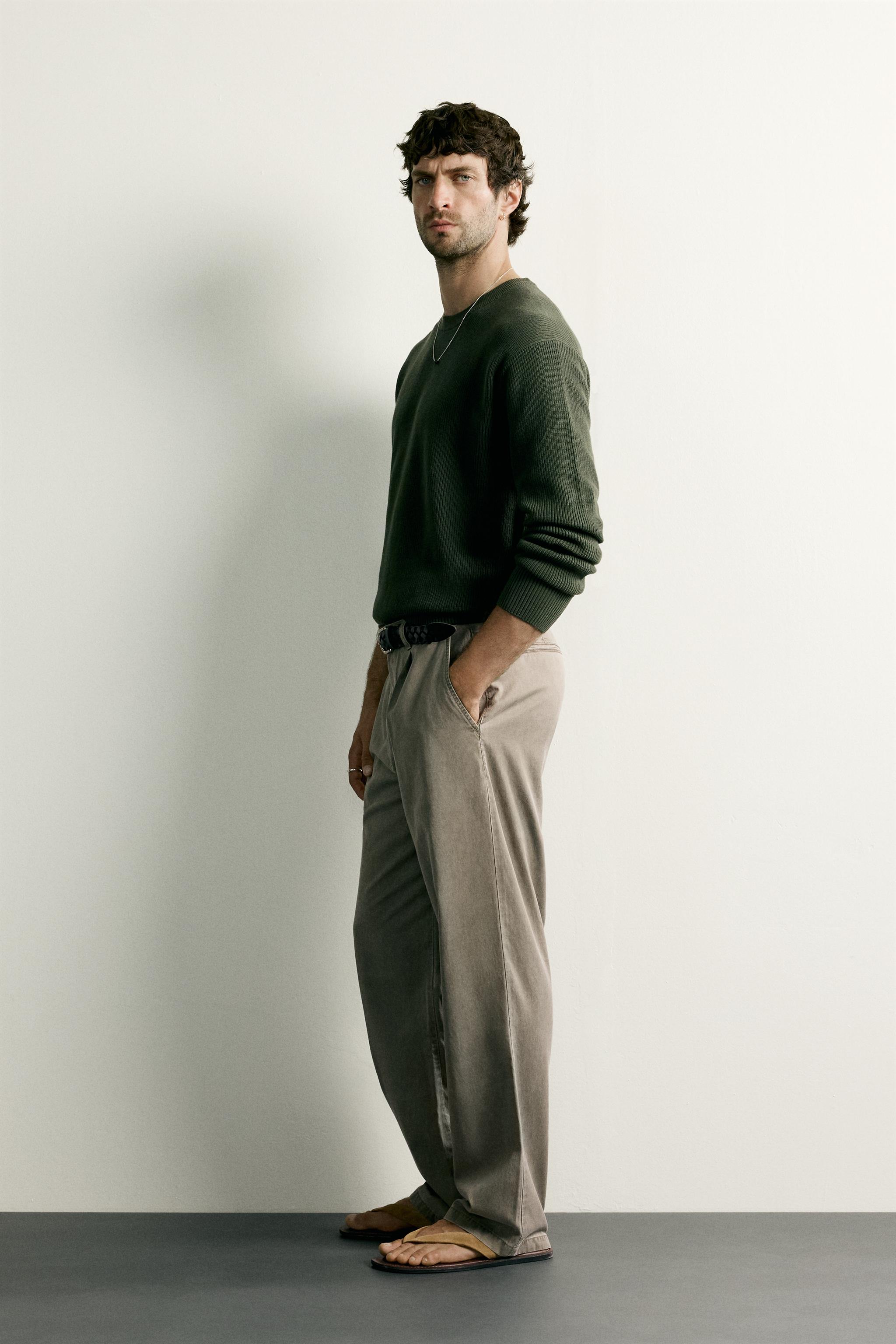 Zara RELAXED FIT PİLİLİ CHINO PANTOLON görsel 4