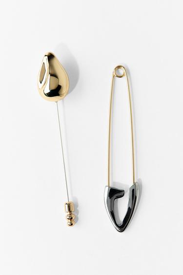 Zara PACK OF 2 SAFETY PIN BROOCHES - Gold / Silver