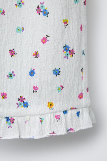 PANTALON JUPE-CULOTTE TEXTURÉ FLEURS - Écru de Zara - Image 3
