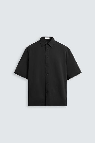 RELAXED FIT SEERSUCKER SHIRT - Black by Zara
