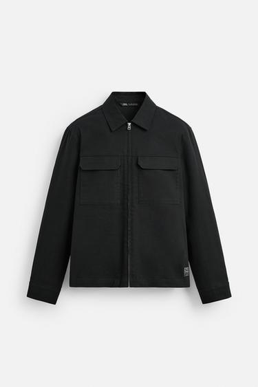 RELAXED FIT ZIP-UP OVERSHIRT - Black by Zara - Image 0