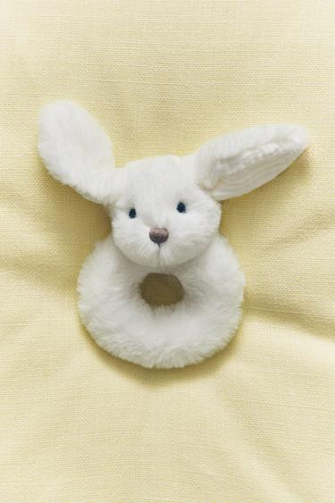 CHILDREN’S RABBIT SOFT TOY RATTLE - White by Zara - Image 4