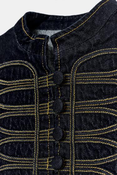GILET EN JEAN AVEC BRANDENBOURGS ZW COLLECTION - Bleu de Zara - Image 11