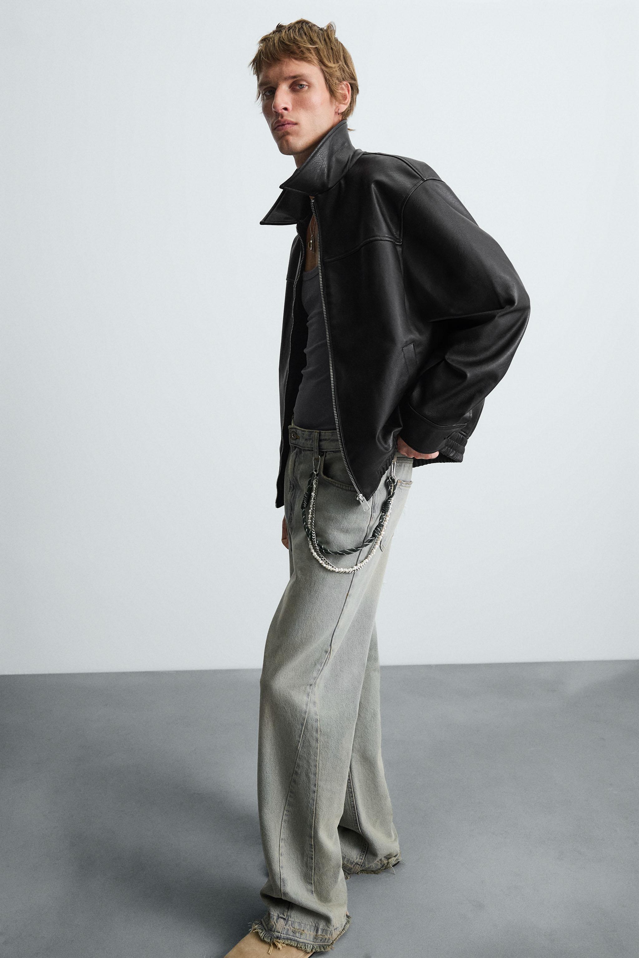 Zara LEATHER EFFECT BOMBER JACKET - thumbnail 6 of 8