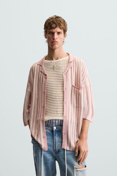 CAMISA PUNTO JACQUARD - Rosa empolvado de Zara