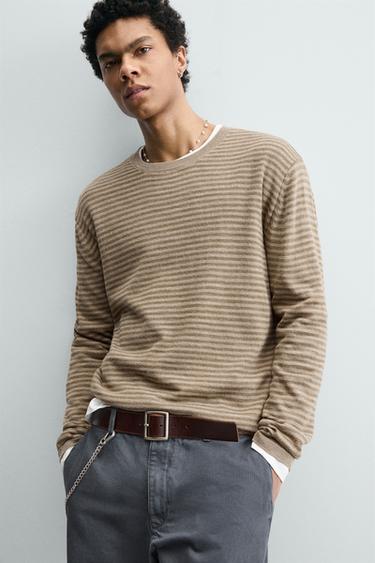 STRIPED JACQUARD JUMPER - camel by Zara - Image 5