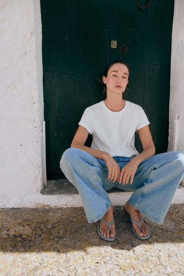 T-SHIRT RUSTIQUE EN COTON - Blanc de Zara - Image 3