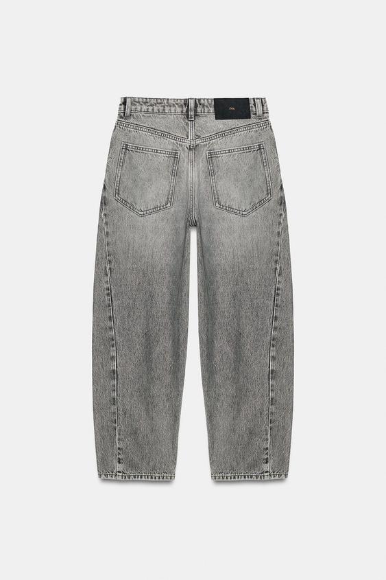 JEANS Z1975 BARREL TAILLE HAUTE COUTURES - Gris de Zara - Image 1