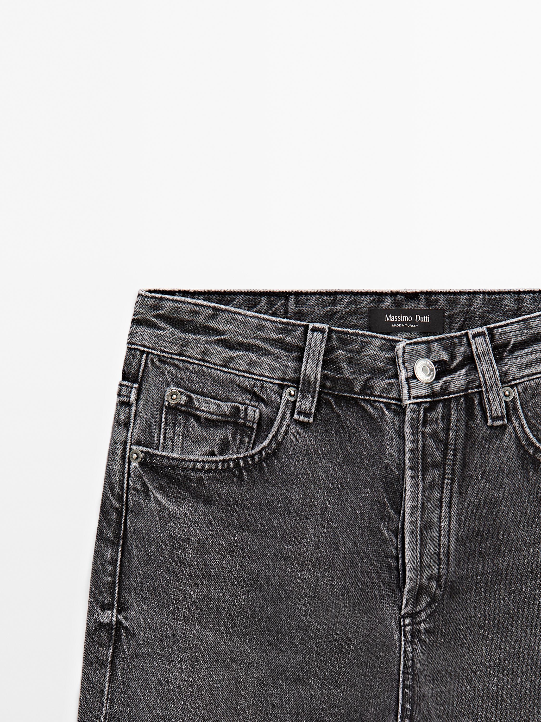Mid-waist wide-leg jeans - Gray / Natural | ZARA United States