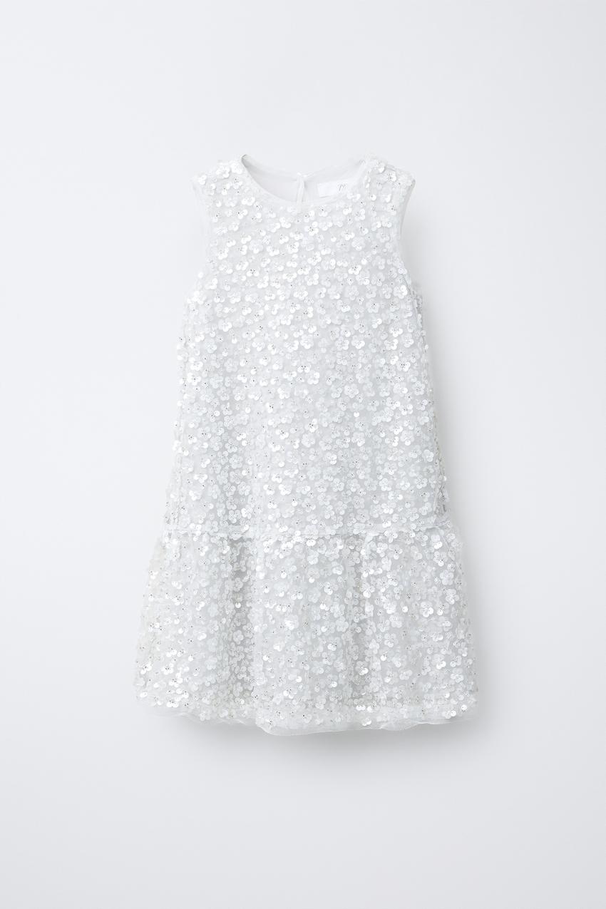 Zara - Sequin Dress - White - 13-14 Years (64,6 Inches) - Kids