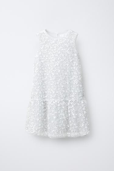 ROBE À PAILLETTES - Blanc de Zara