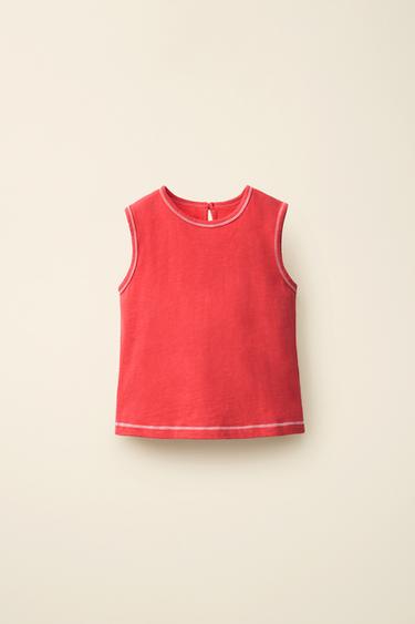 TOPSTITCHED T-SHIRT CREATED BY CARAMEL LONDON X ZARA - Red by Zara - Image 0