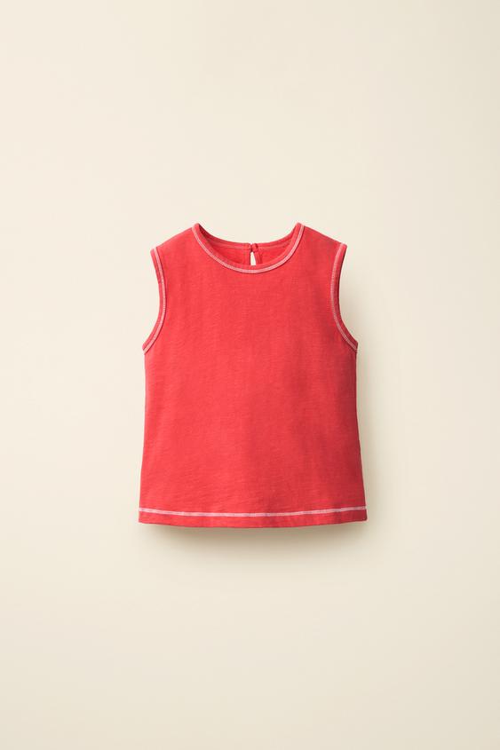 TOPSTITCHED T-SHIRT CREATED BY CARAMEL LONDON X ZARA - Red by Zara - Image 0