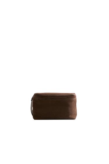 SPLIT SUEDE WASH BAG - Chocolate Brown by Zara