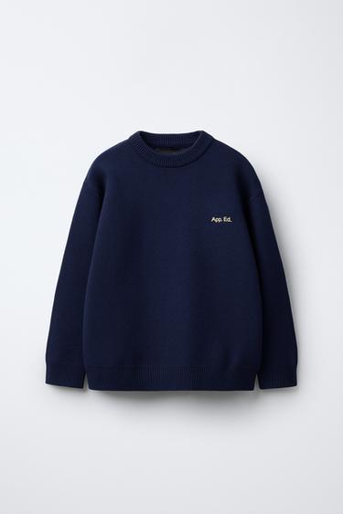 Zara SOFT KNIT SWEATER - Mid-blue