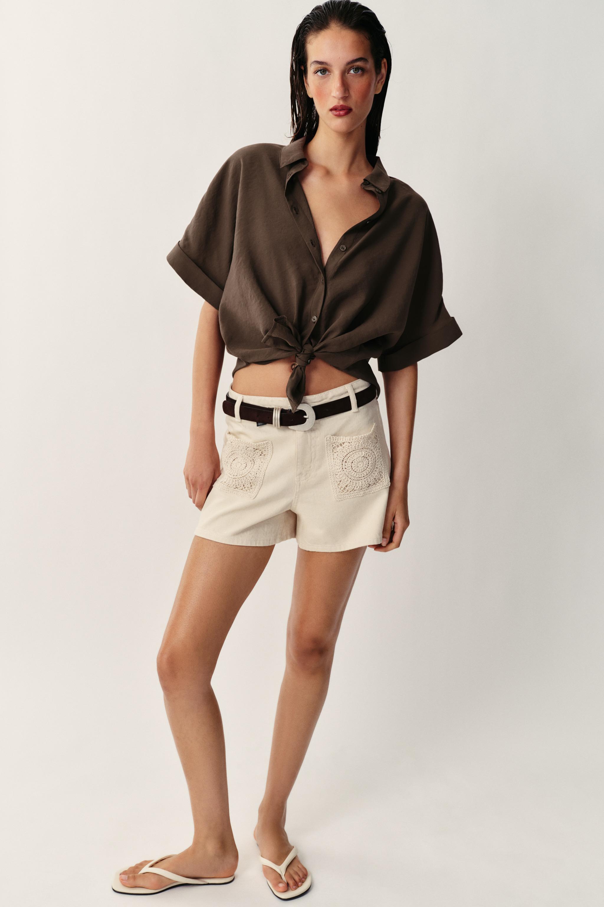 Женские шорты Zara Z1975 CROCHET POCKET SHORTS