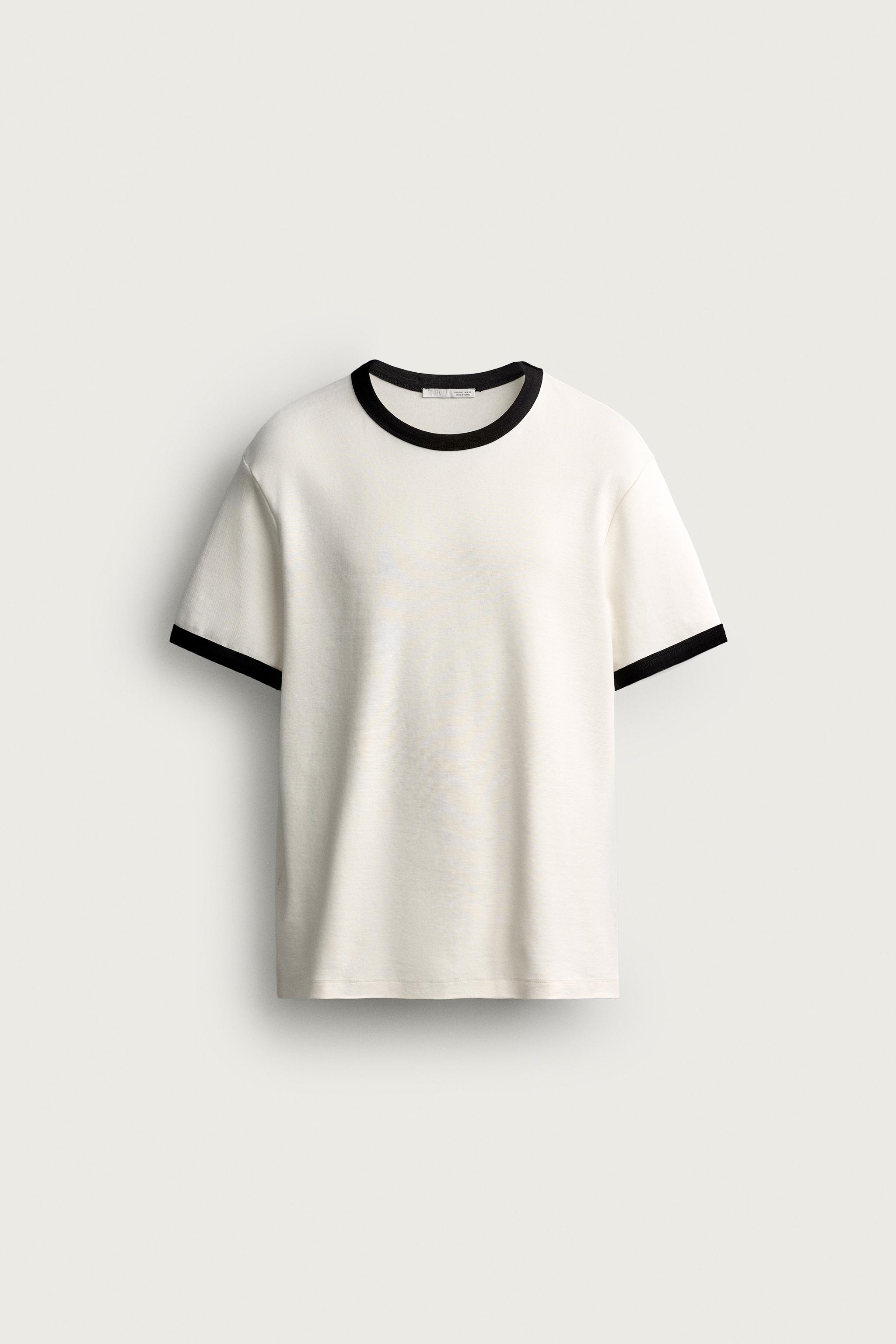 T-SHIRT BASIQUE À LISERÉ CONTRASTANT