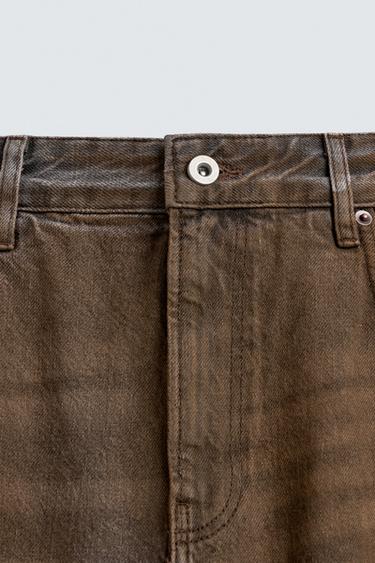 FLARE FIT JEANS WITH ZIPS - Brown by Zara - Image 9