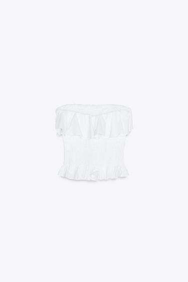 POPLIN STRAPLESS TOP - White by Zara - Image 5