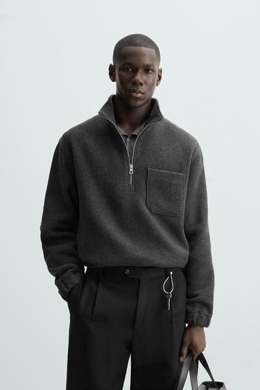 SUDADERA POLAR CUELLO CREMALLERA - Gris Antracita de Zara