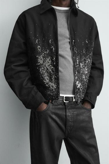 VESTE COURTE À PAILLETTES - Noir de Zara - Image 7