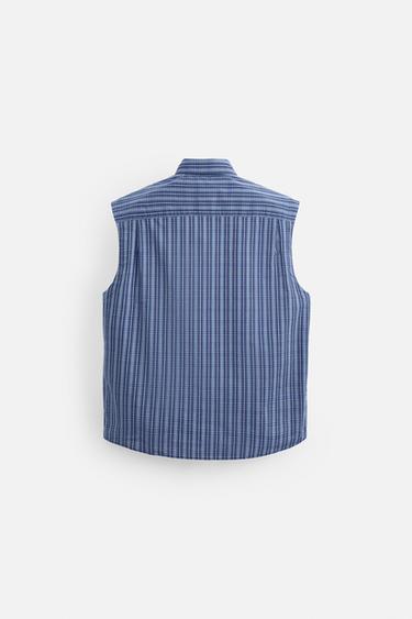 CHEMISE RELAXED FIT À CARREAUX - Bleu de Zara - Image 6