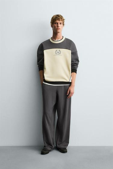 COLOUR BLOCK PRINT SWEATSHIRT - Anthracite grey by Zara