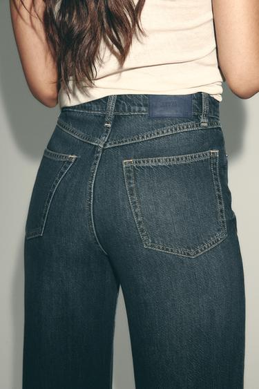 JEANS Z1975 STRAIGHT FIT TIRO ALTO - Azul / Verde de Zara